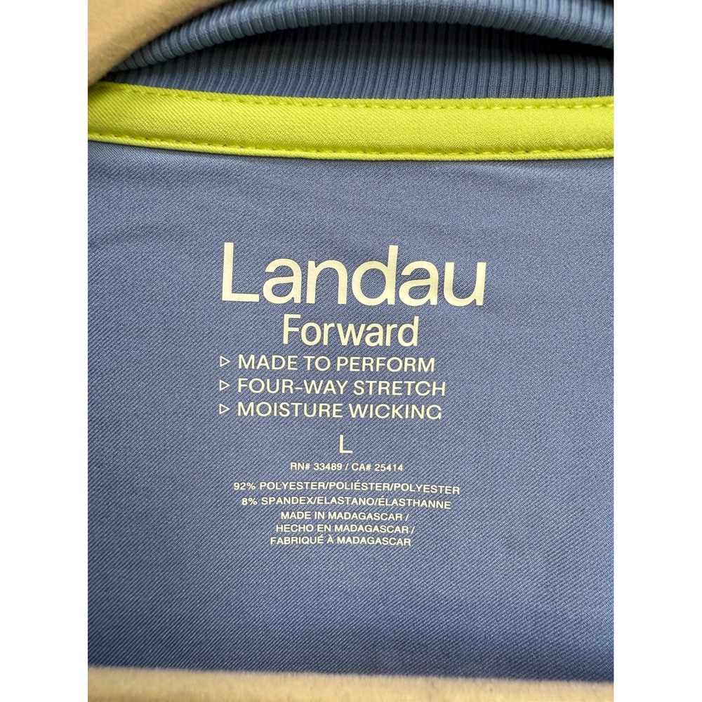 Landau Forward Womens Ceil Blue Scrub Top V-Neck Rib Knit LT100 Size Large New - Picture 2 of 5